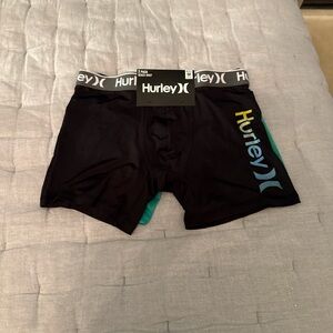 Hurley Men's Black Boxer Briefs with Green and Blue Accents